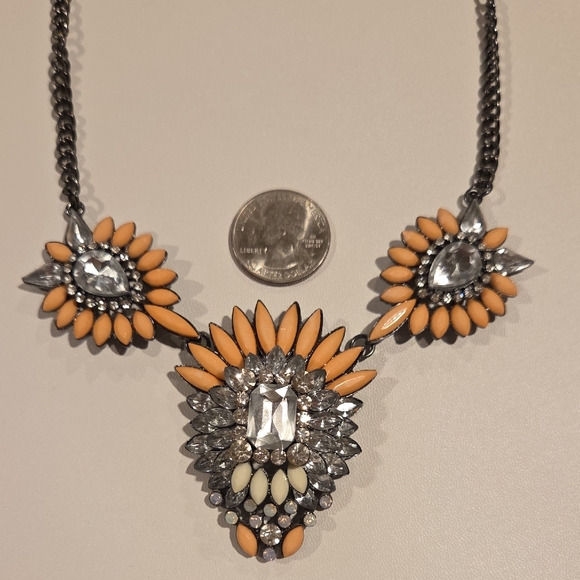 Statement Gunmetal and Pink Necklace Set - Picture 6 of 6